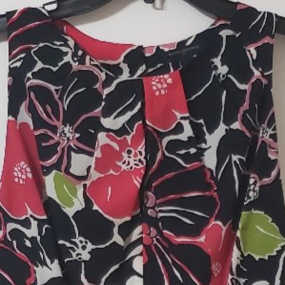 Pretty Navy Pinks & Green Floral Dress by Banana Republic Size 10 - Picture 4 of 9